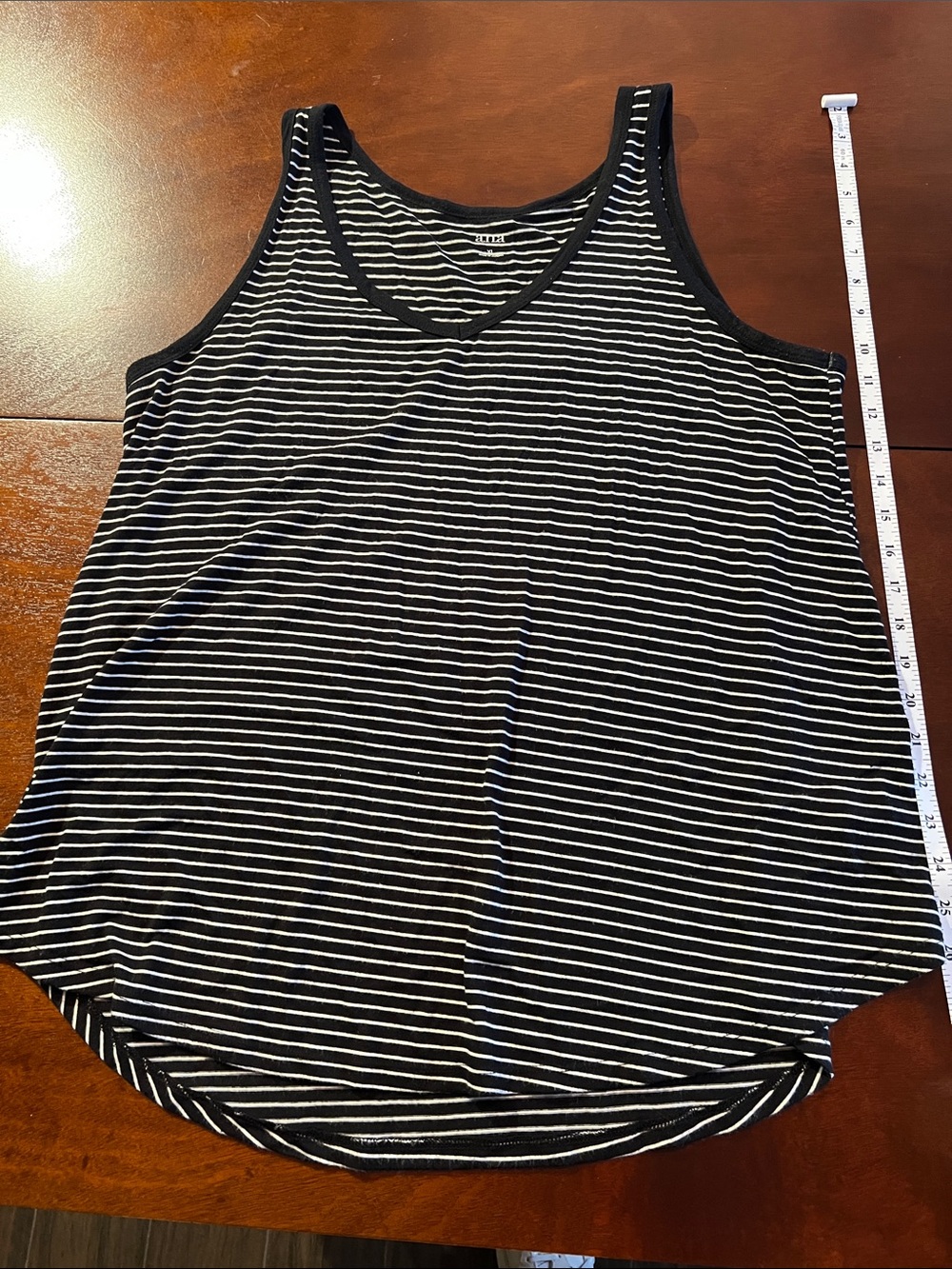 a.n.a Black & White Striped V-Neck swing Tank Top